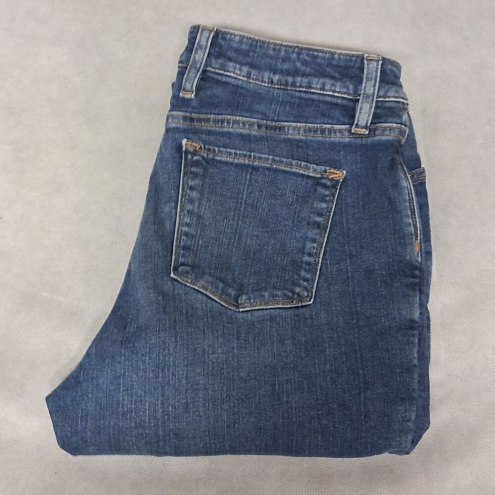 LL Bean Flannel Lined Blue Jeans Women's Size 8 (28x29) Straight Leg Dark Wash